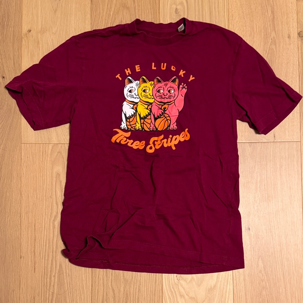 adidas Men's Burgundy 'The Lucky Three Stripes' Graphic Tee